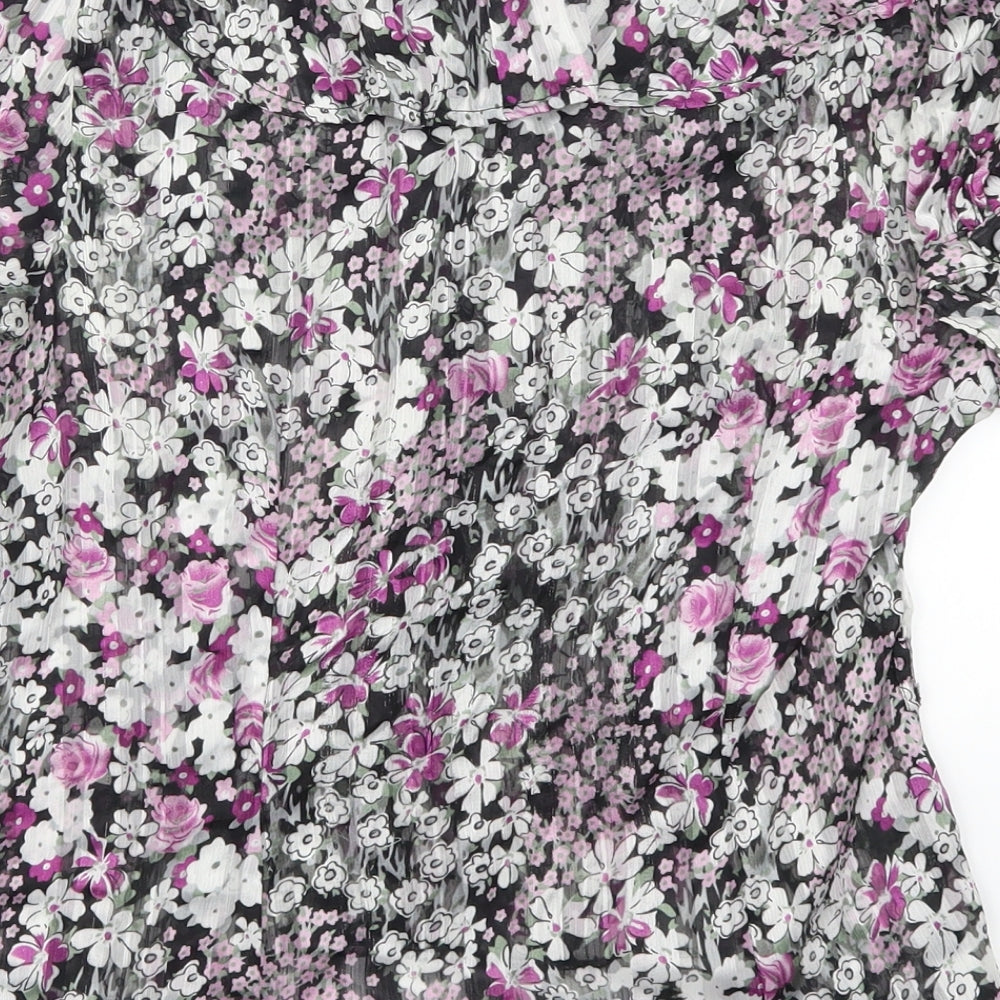 George Womens Purple Floral  Basic Button-Up Size 10