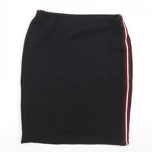 New Look Womens Black   Straight & Pencil Skirt Size 4  - Red Side Stripe