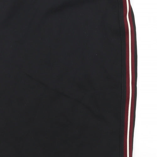 New Look Womens Black   Straight & Pencil Skirt Size 4  - Red Side Stripe