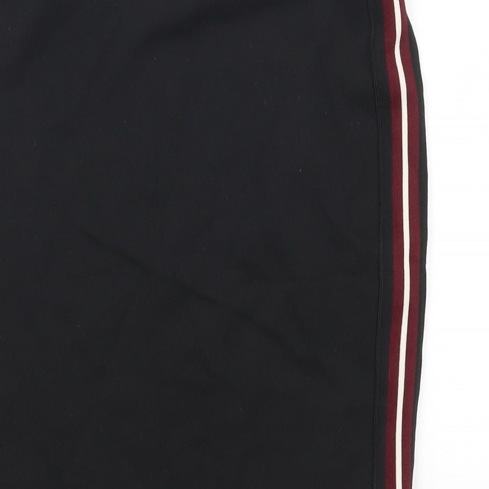 New Look Womens Black   Straight & Pencil Skirt Size 4  - Red Side Stripe