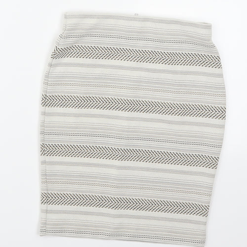 Miss Selfridge Womens Beige Striped  Straight & Pencil Skirt Size 4