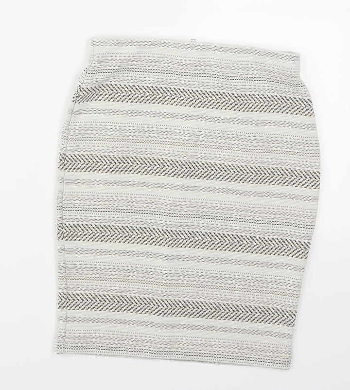 Miss Selfridge Womens Beige Striped Straight & Pencil Skirt Size 4