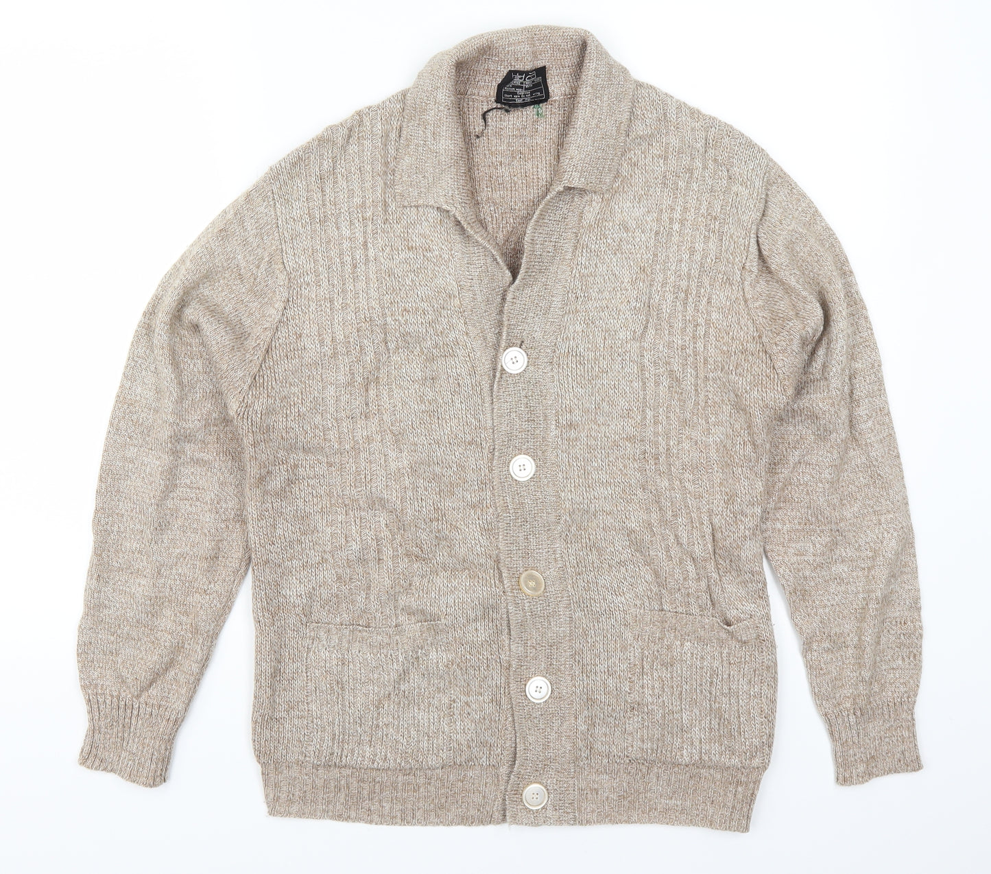 Maytex Mens Beige   Cardigan Jumper Size S