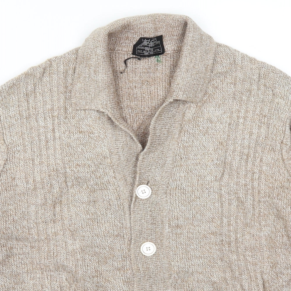 Maytex Mens Beige   Cardigan Jumper Size S