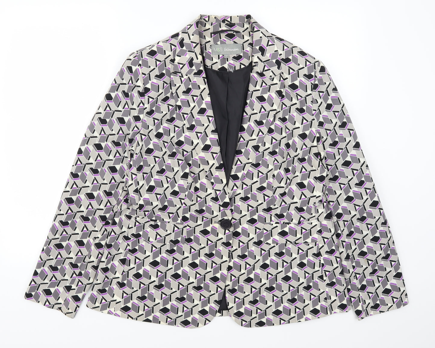 Marks and Spencer Womens Purple Geometric  Jacket Suit Jacket Size 10