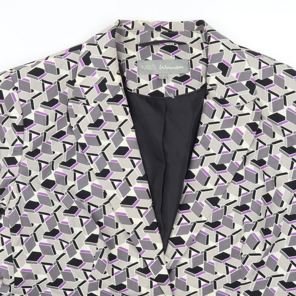Marks and Spencer Womens Purple Geometric  Jacket Suit Jacket Size 10