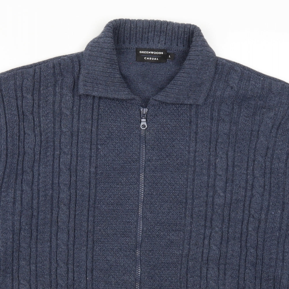 Greenwoods Mens Blue   Cardigan Jumper Size L