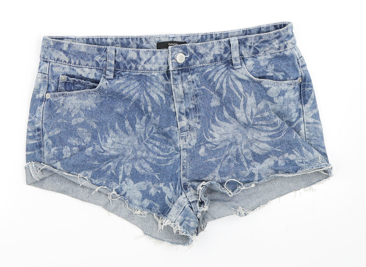 George Womens Blue  Denim Hot Pants Shorts Size 14