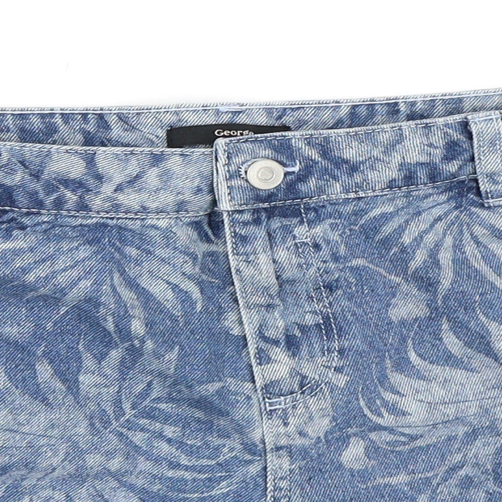 George Womens Blue  Denim Hot Pants Shorts Size 14