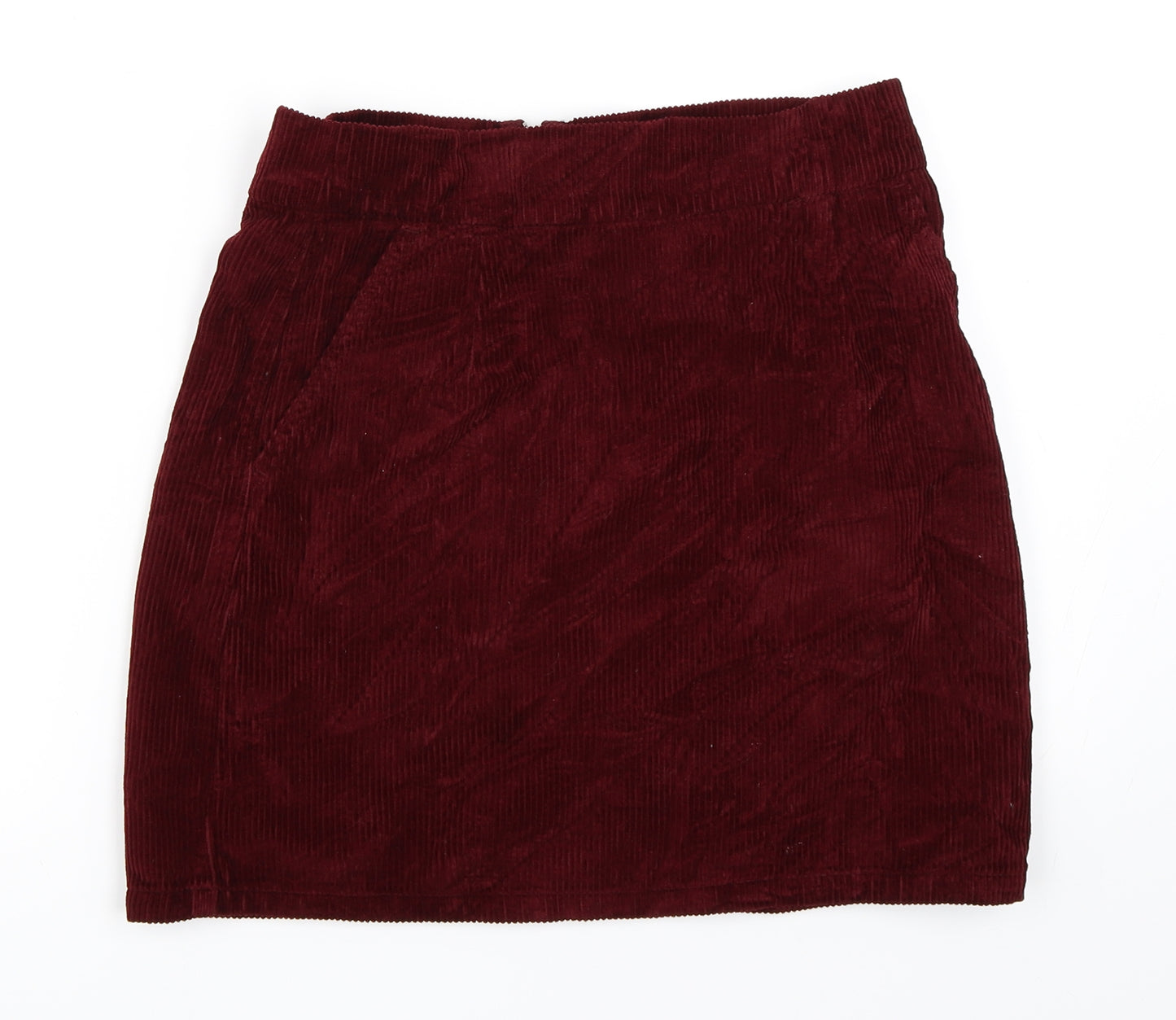 Topshop Womens Red  Corduroy Mini Skirt Size 10