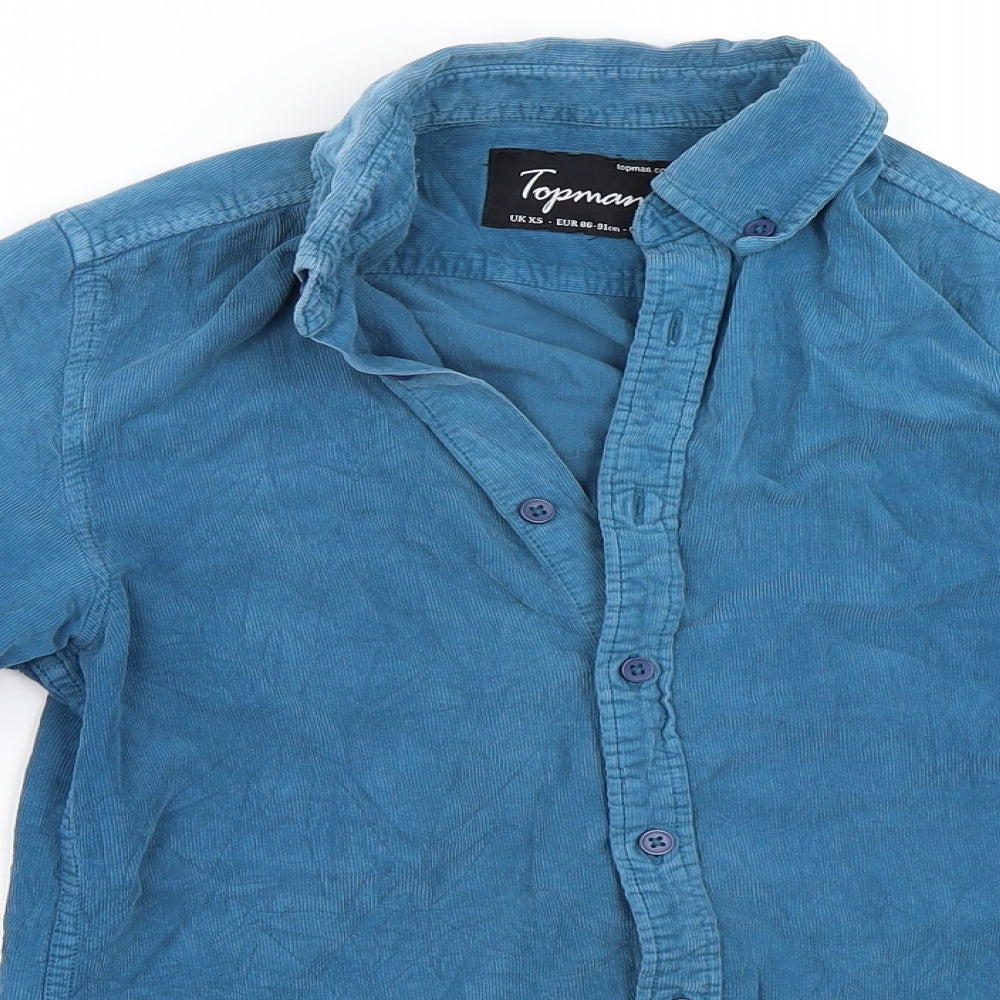 Topman Mens Blue  Corduroy  Button-Up Size XS