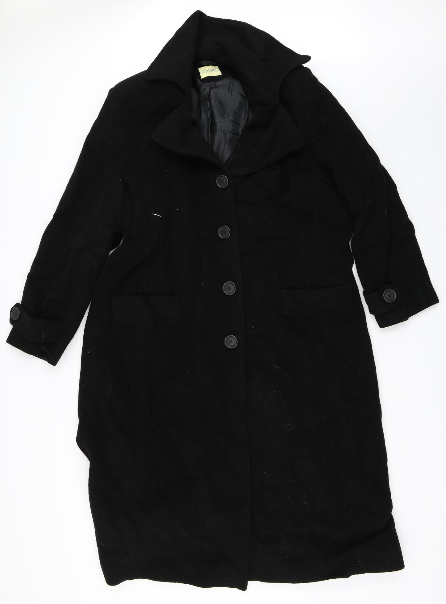 Classics Womens Black   Overcoat Coat Size 18