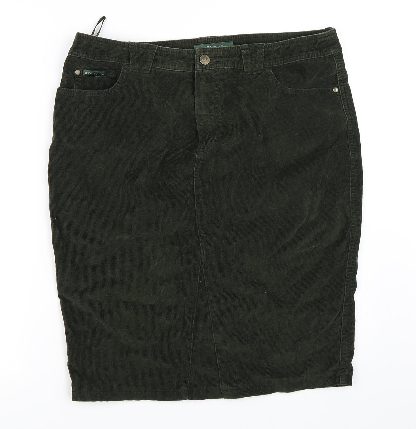 Per Una Womens Green  Corduroy Straight & Pencil Skirt Size 16