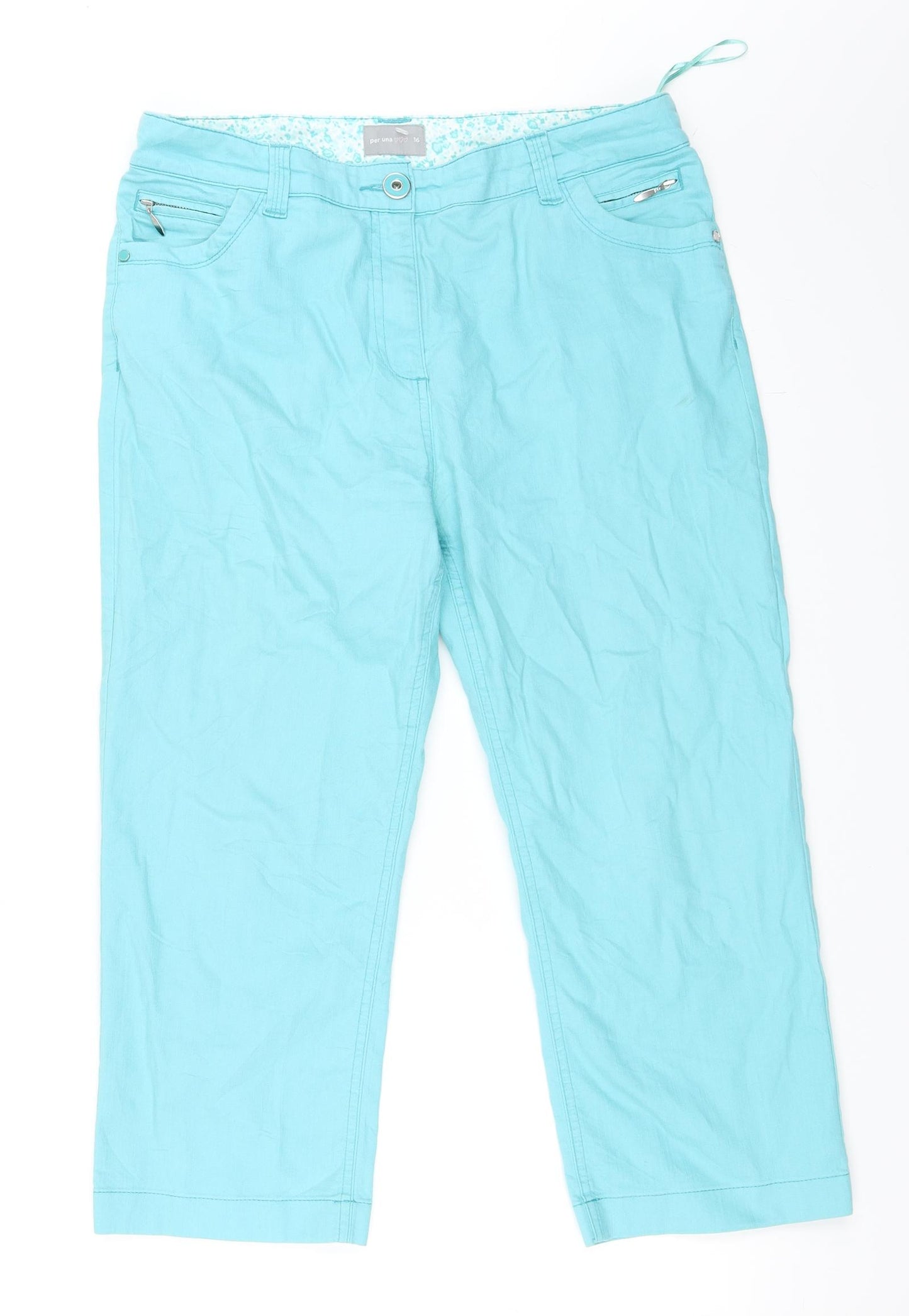 Per Una Womens Blue  Denim Cropped Jeans Size 16 L22 in