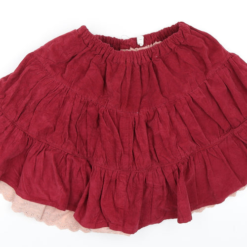 Senang Kids Girls Red  Corduroy Skater Skirt Size L