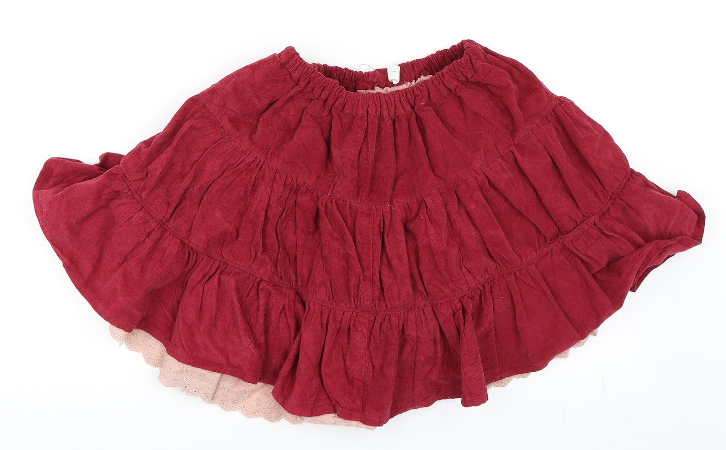 Senang Kids Girls Red  Corduroy Skater Skirt Size L