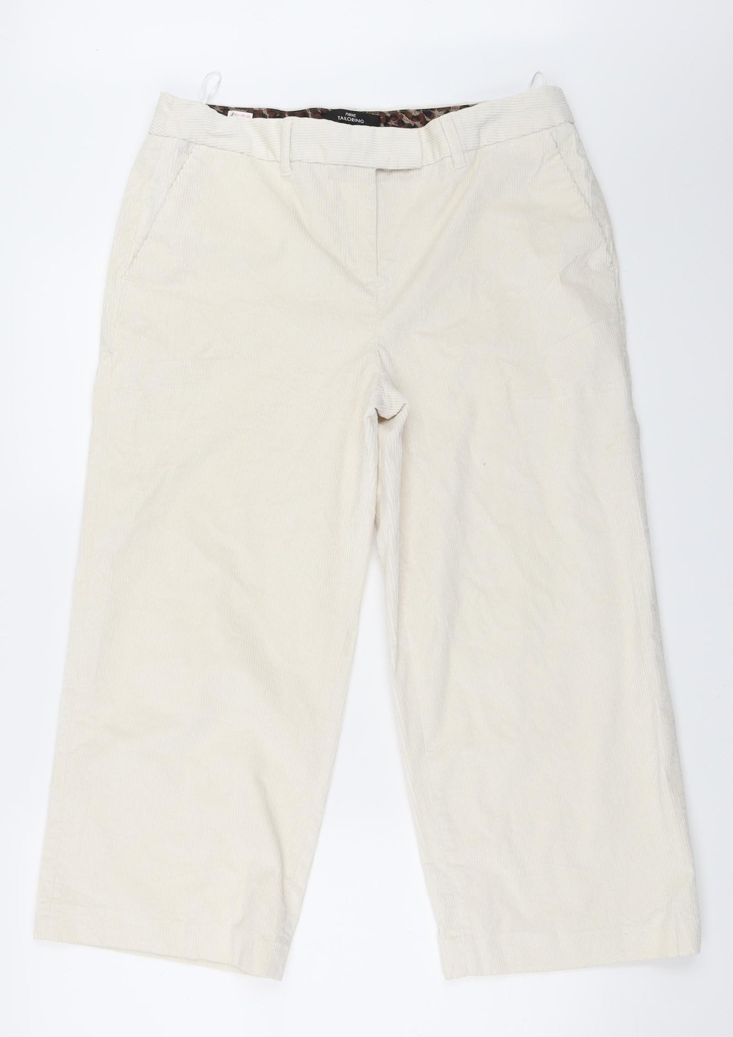 NEXT Womens Ivory  Corduroy Trousers  Size 14 L24 in