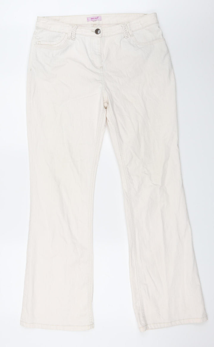 Preworn Womens Ivory Denim Straight Jeans Size 10 L28 in