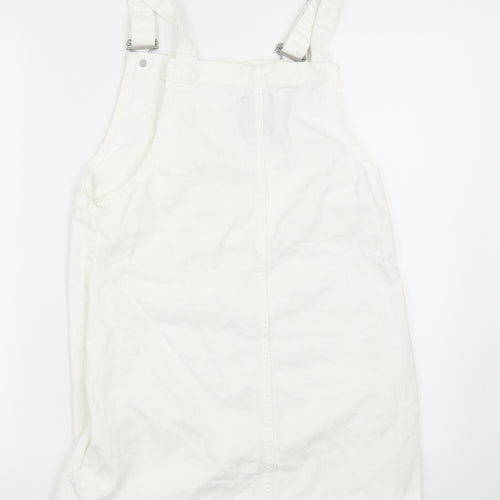 Primark Womens White  Denim Pinafore/Dungaree Dress  Size 10
