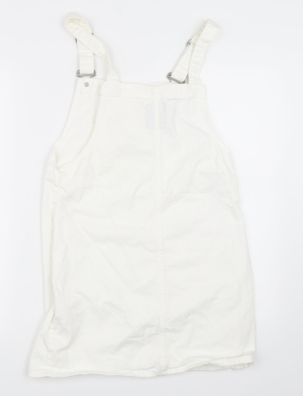 Primark Womens White  Denim Pinafore/Dungaree Dress  Size 10