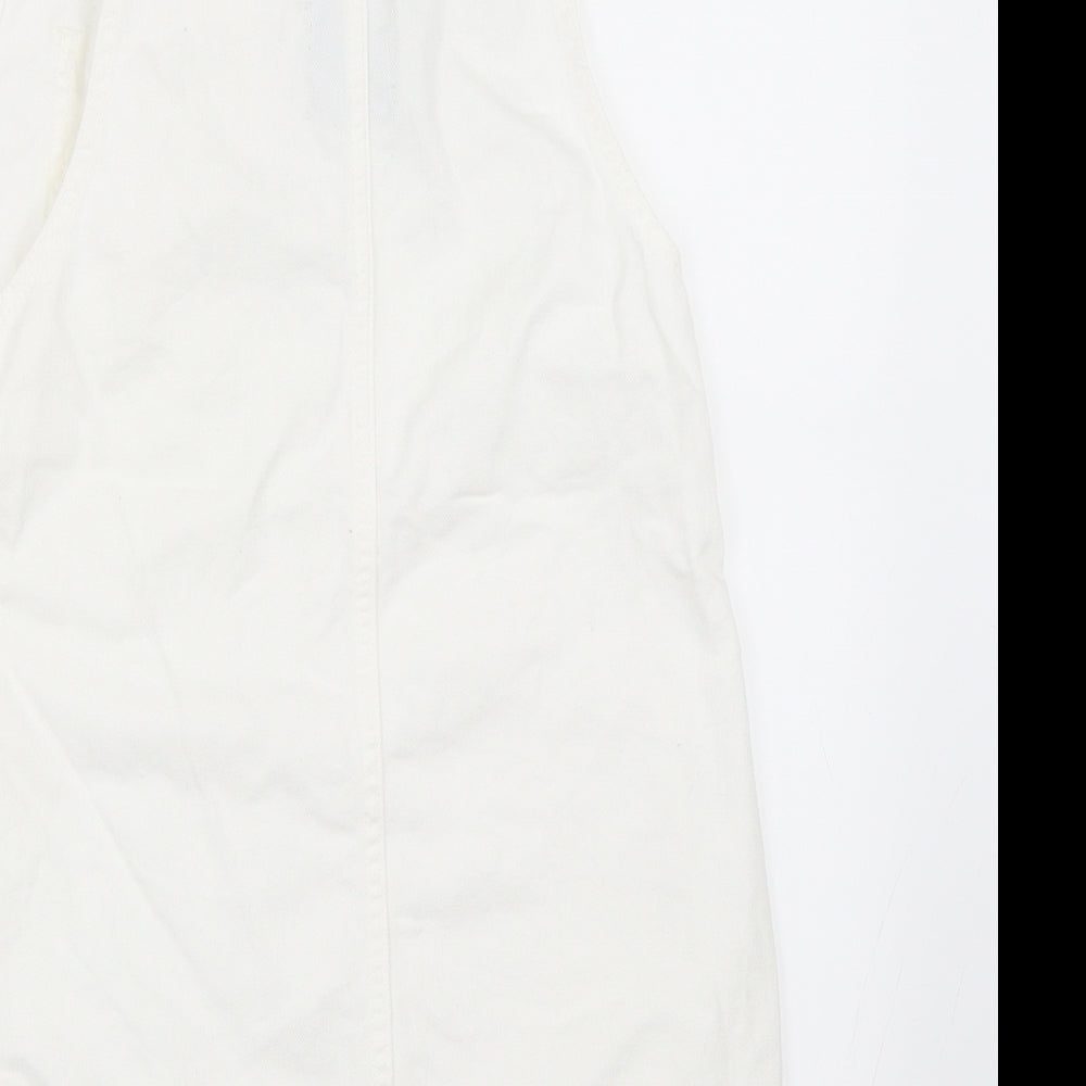 Primark Womens White  Denim Pinafore/Dungaree Dress  Size 10