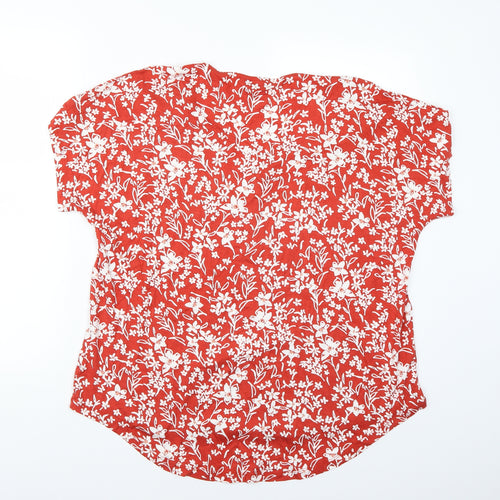 Peacocks Womens Orange Floral  Basic T-Shirt Size 18