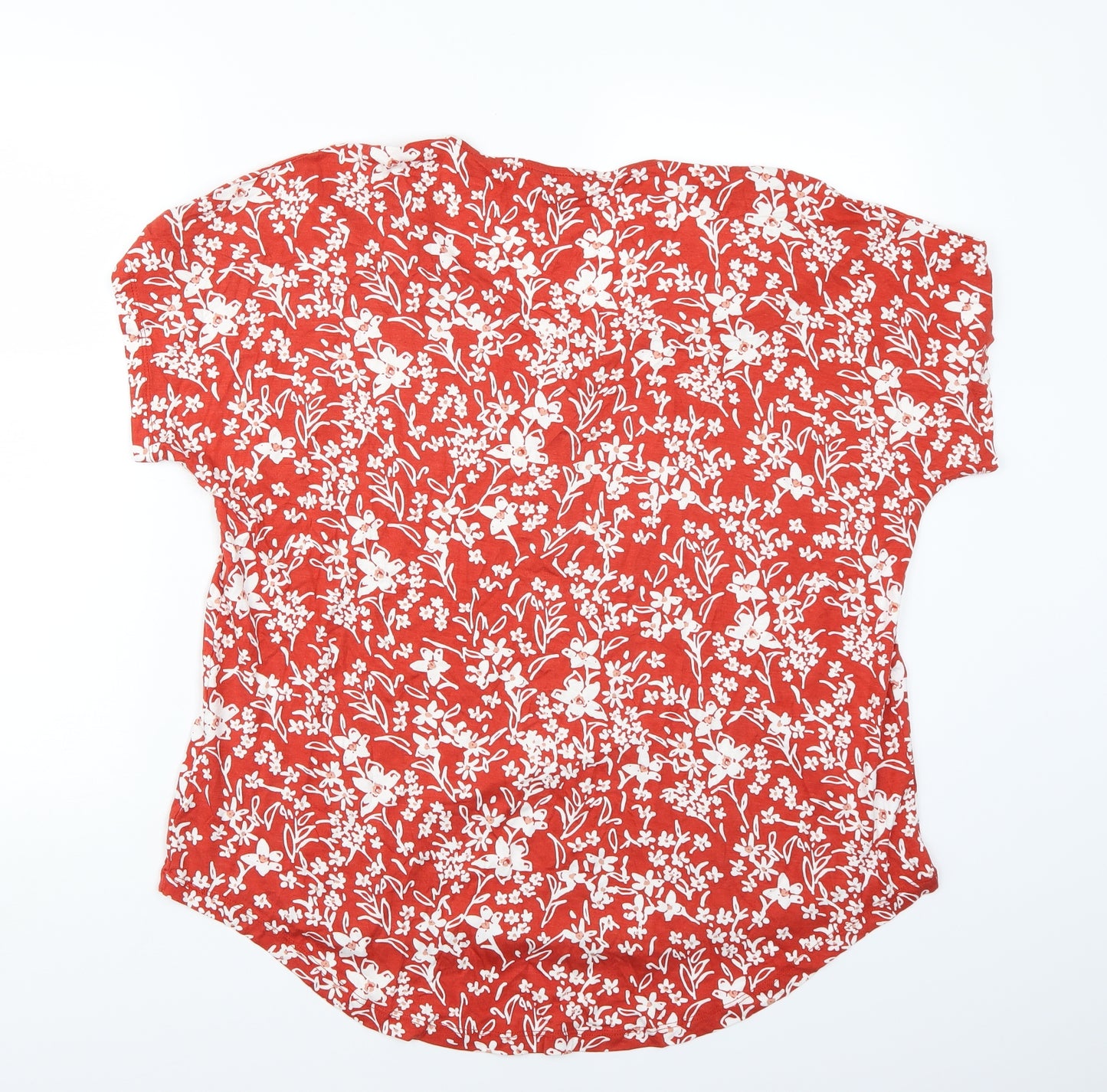 Peacocks Womens Orange Floral  Basic T-Shirt Size 18