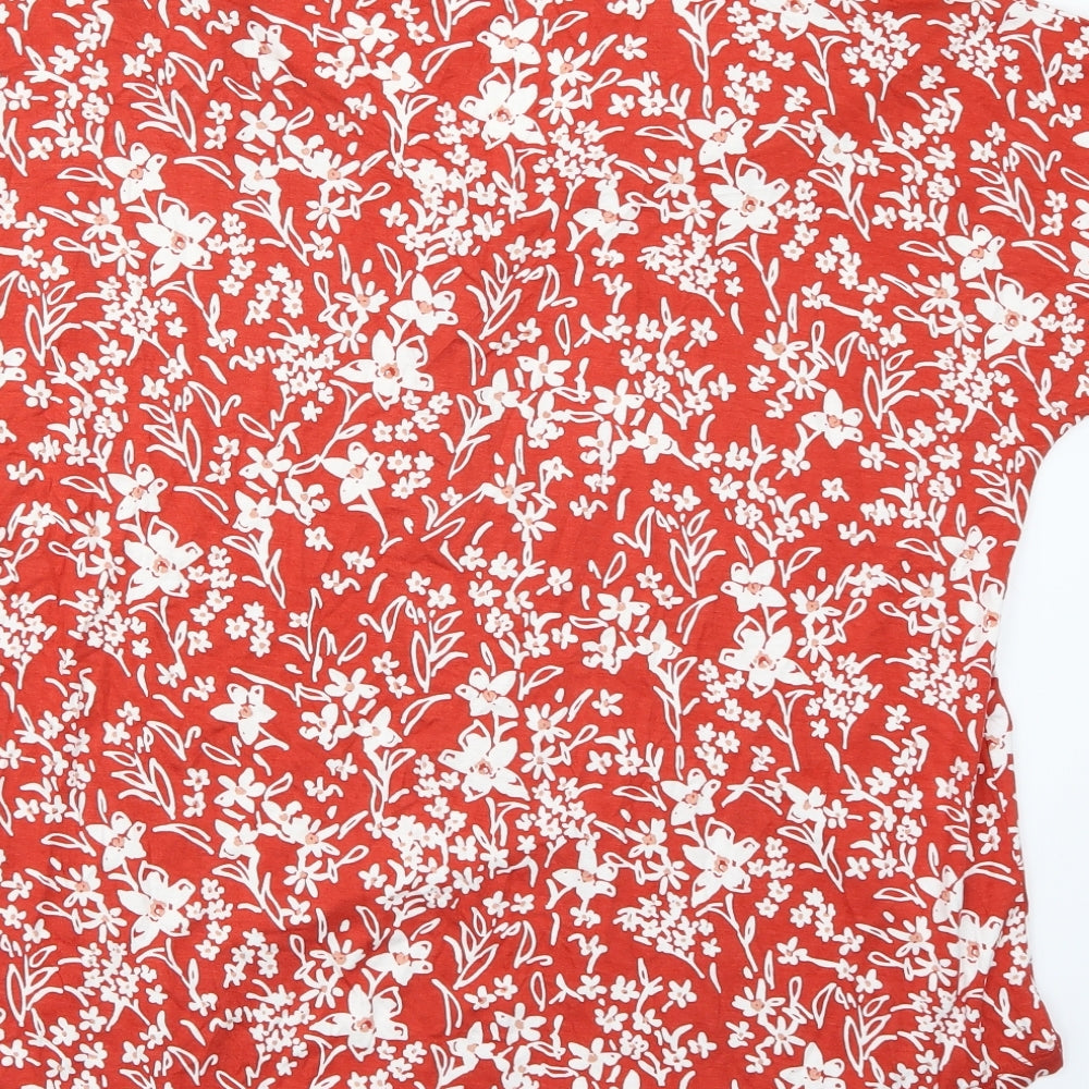 Peacocks Womens Orange Floral  Basic T-Shirt Size 18