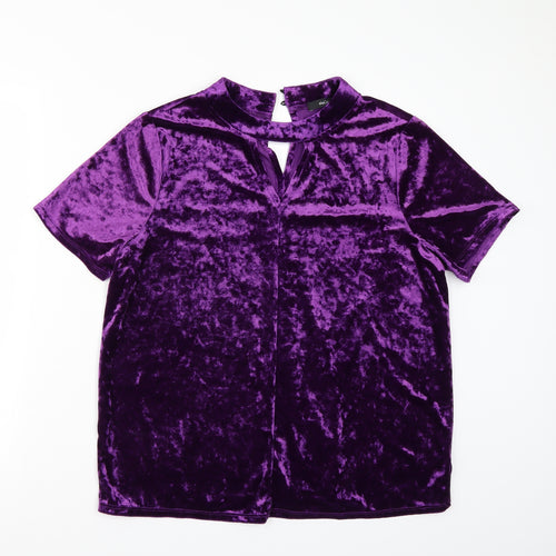M&Co Womens Purple   Basic T-Shirt Size 16