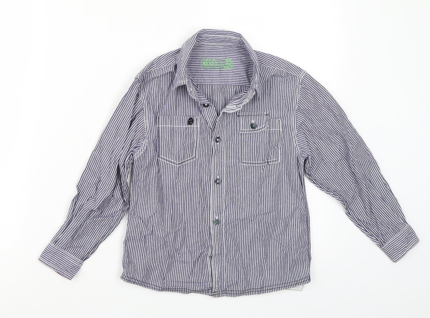 Rebel Boys Blue Striped Chambray Basic Button-Up Size 5-6 Years
