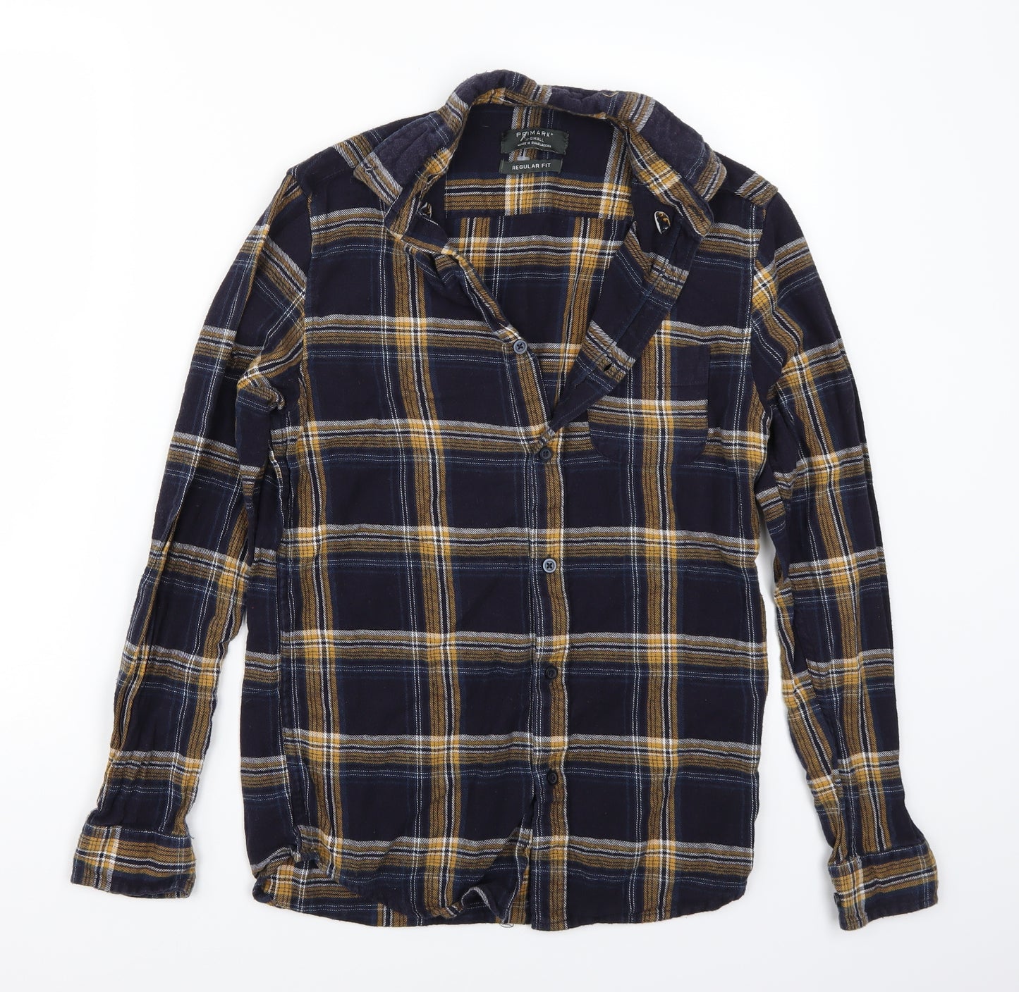 Primark Womens Blue Check  Basic Button-Up Size S