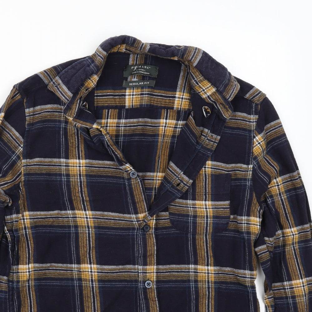 Primark Womens Blue Check  Basic Button-Up Size S