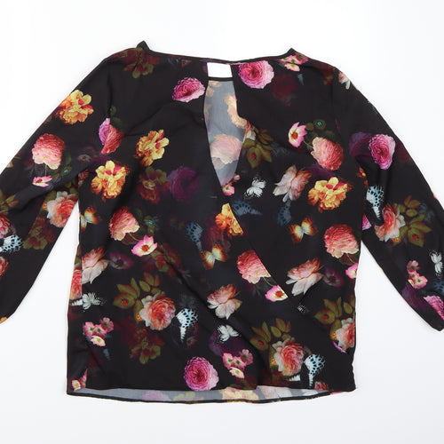 Red Herring Womens Black Floral  Basic Blouse Size 10