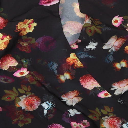 Red Herring Womens Black Floral  Basic Blouse Size 10