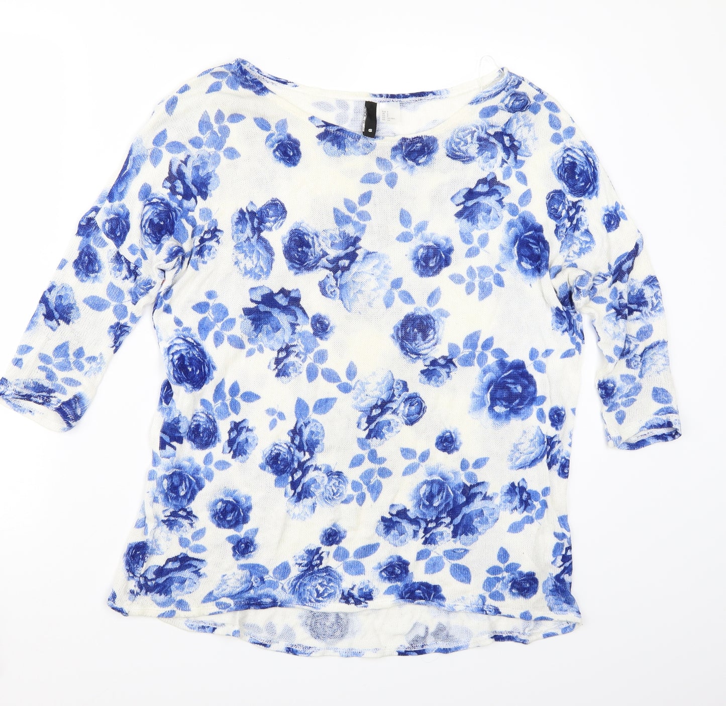 H&M Womens White Floral  Pullover Jumper Size S