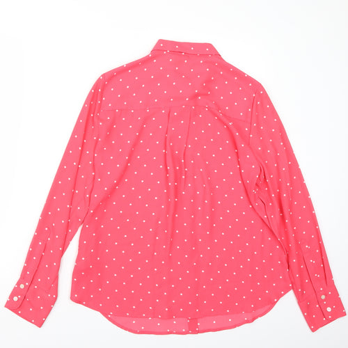 Marks and Spencer Womens Pink Polka Dot  Basic Button-Up Size 10