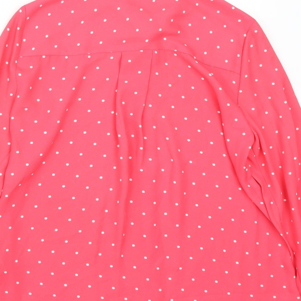 Marks and Spencer Womens Pink Polka Dot  Basic Button-Up Size 10