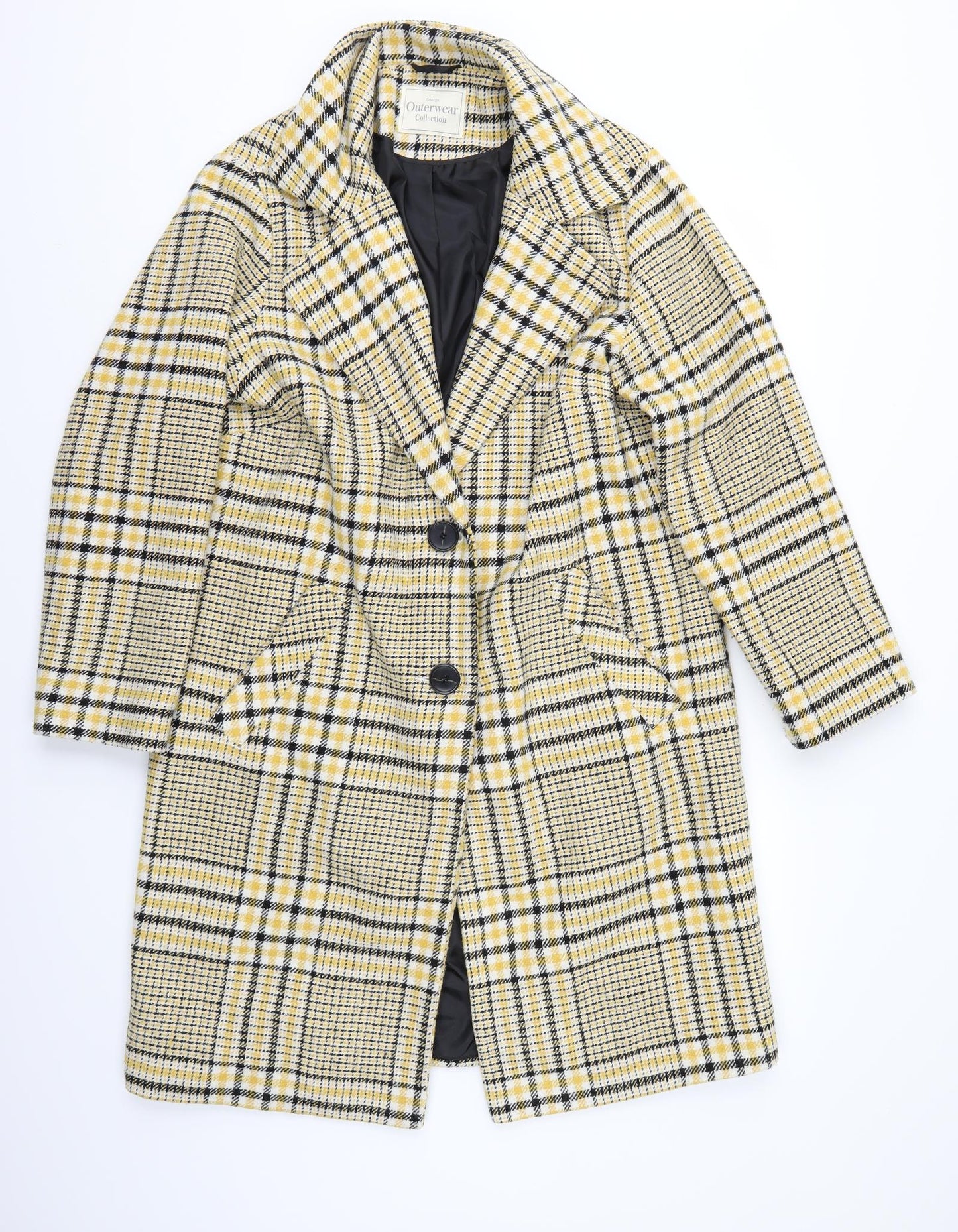 George Womens Yellow Check  Jacket Coat Size 16