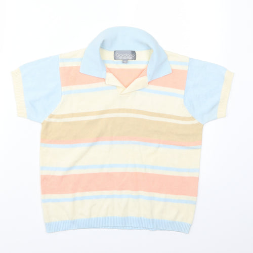 Giordana Womens Yellow Striped  Basic T-Shirt Size M