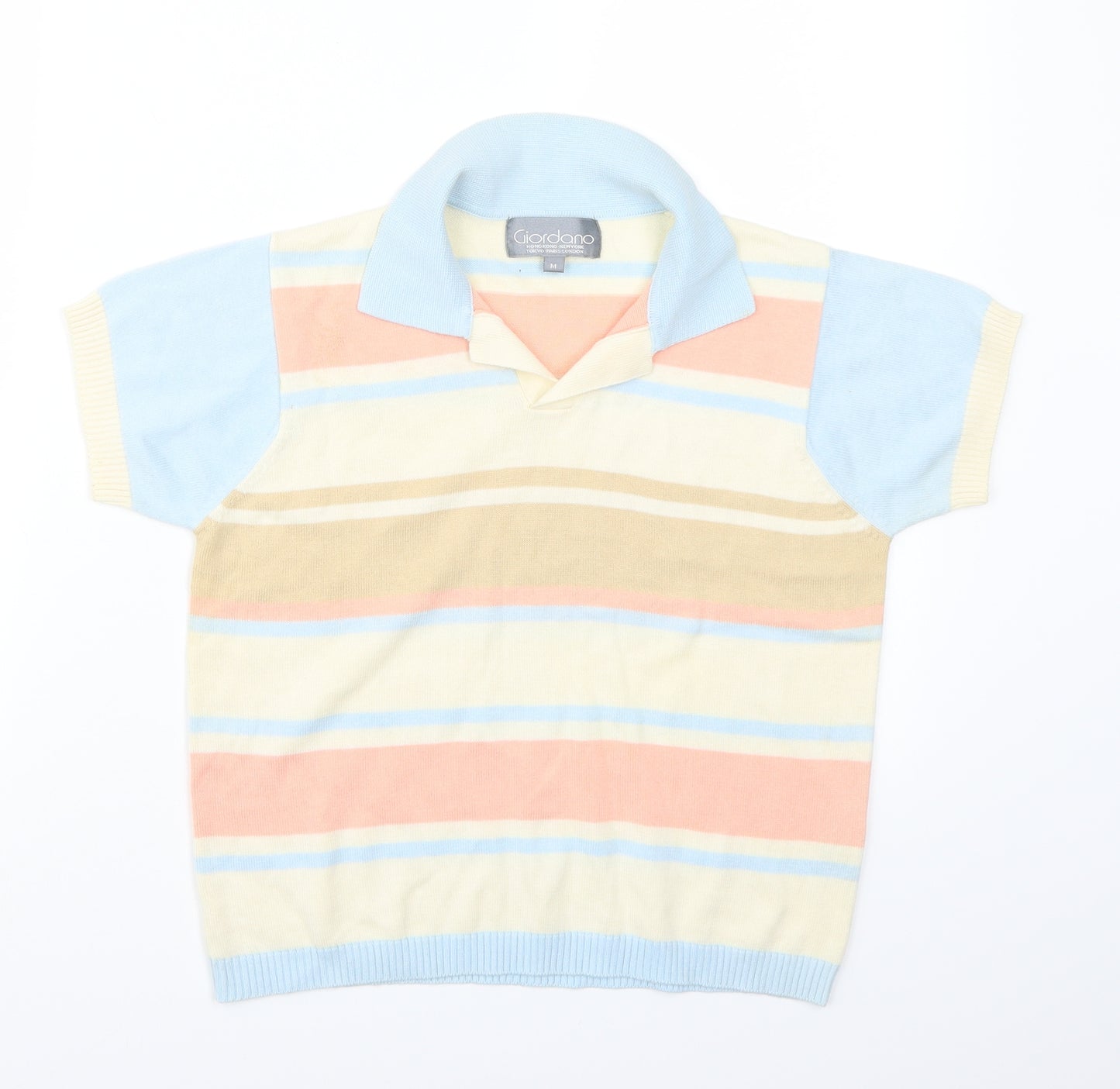Giordana Womens Yellow Striped  Basic T-Shirt Size M