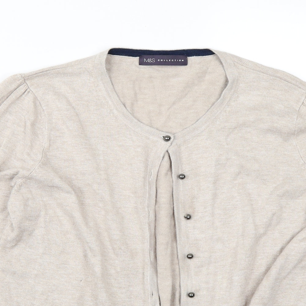 Marks and Spencer Womens Beige   Cardigan Jumper Size 14