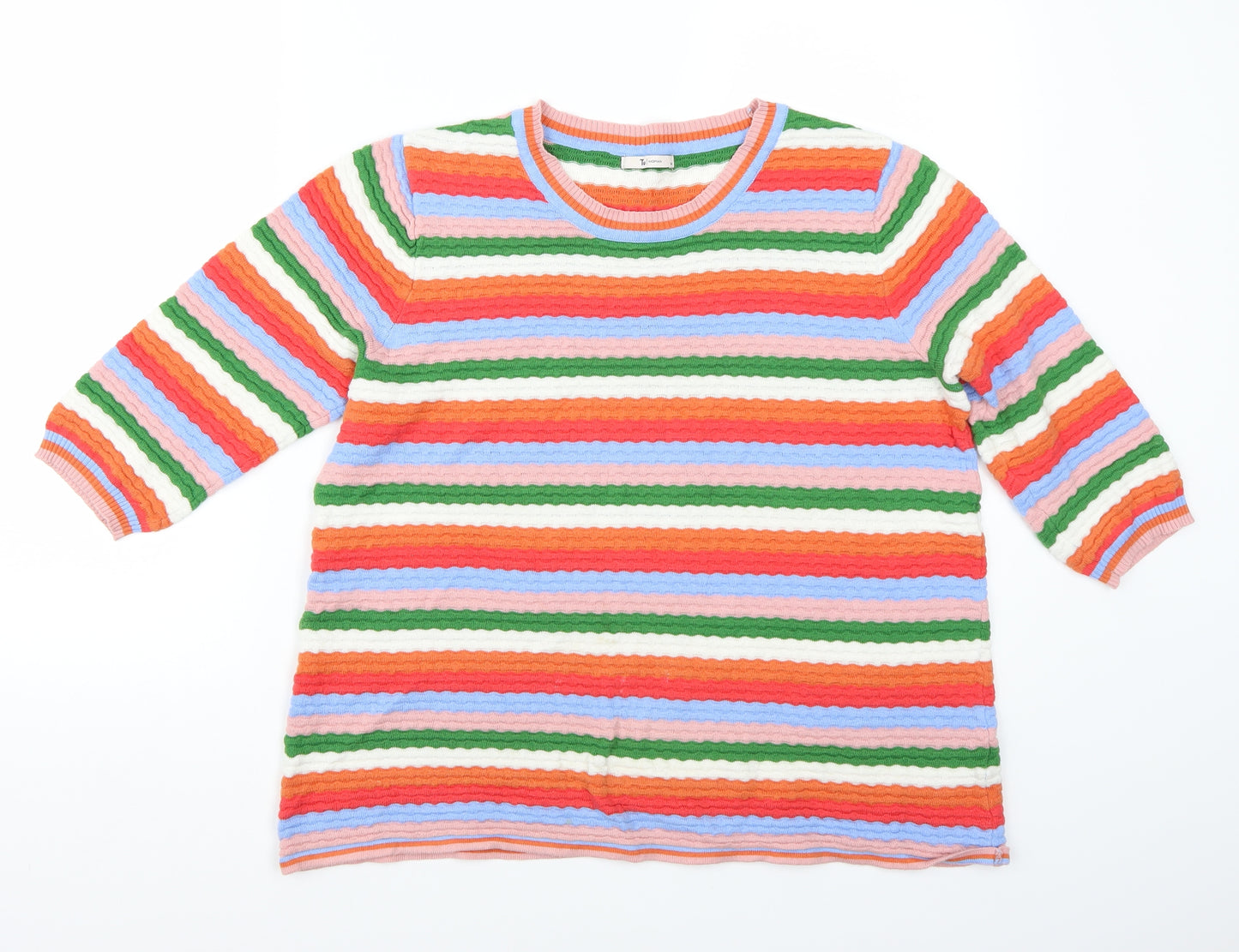 TU Womens Pink Striped  Pullover Jumper Size 14