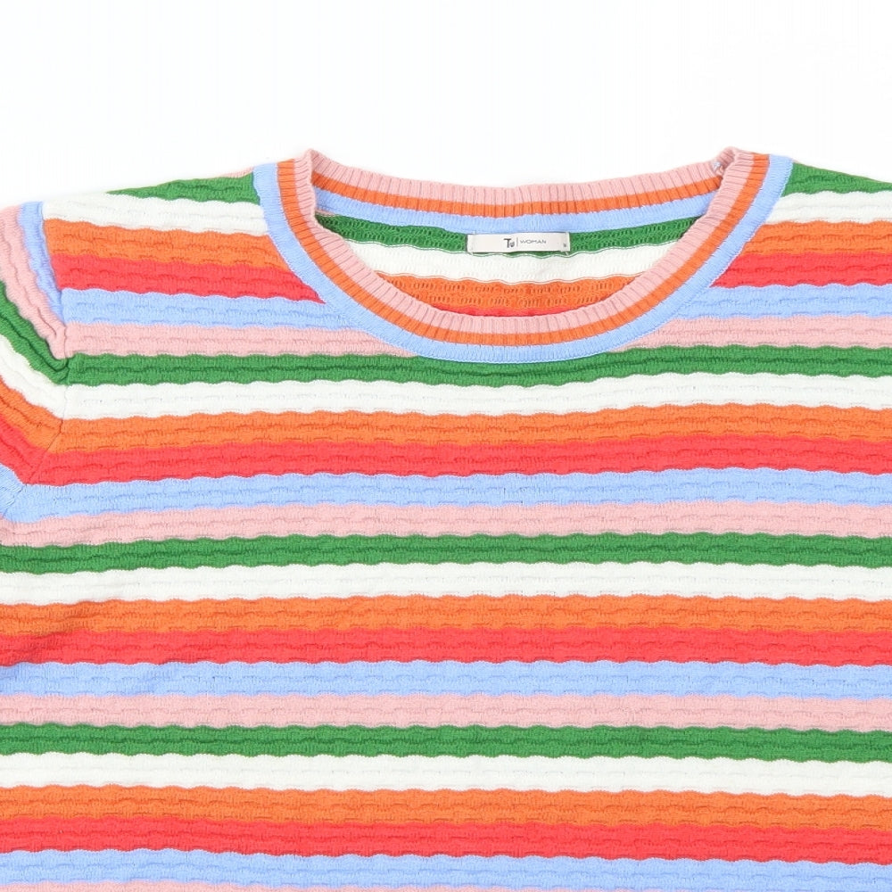 TU Womens Pink Striped  Pullover Jumper Size 14