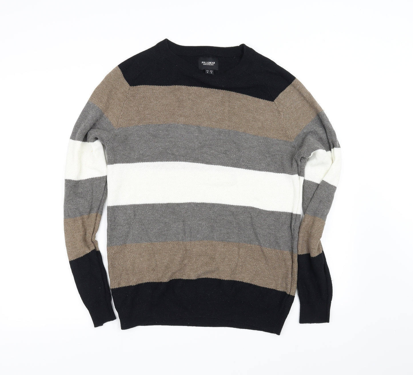 Pull & Bear Mens Multicoloured Striped  Pullover Sweatshirt Size M