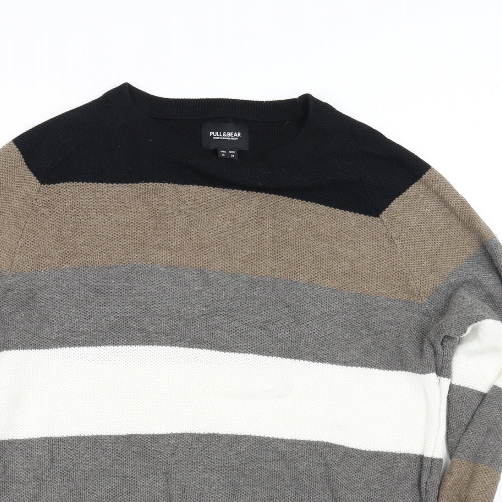 Pull & Bear Mens Multicoloured Striped  Pullover Sweatshirt Size M