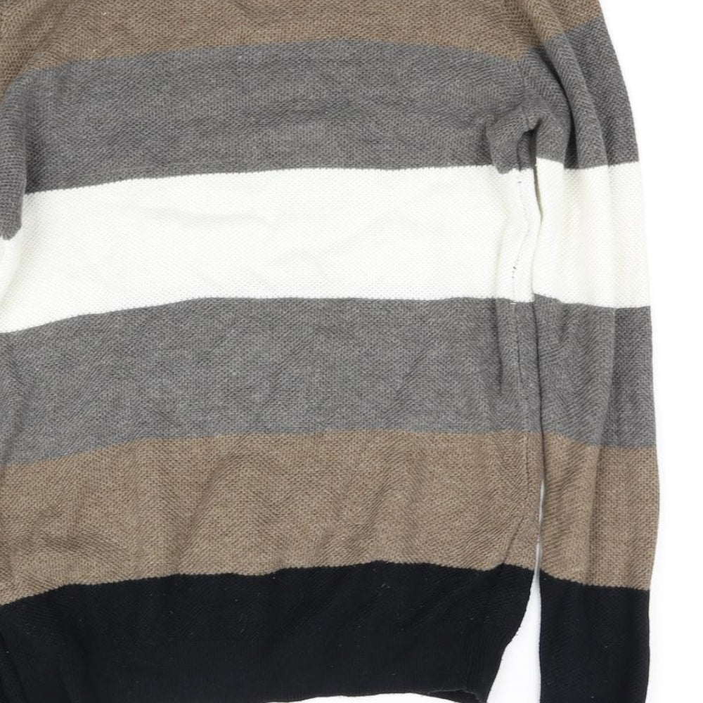 Pull & Bear Mens Multicoloured Striped  Pullover Sweatshirt Size M