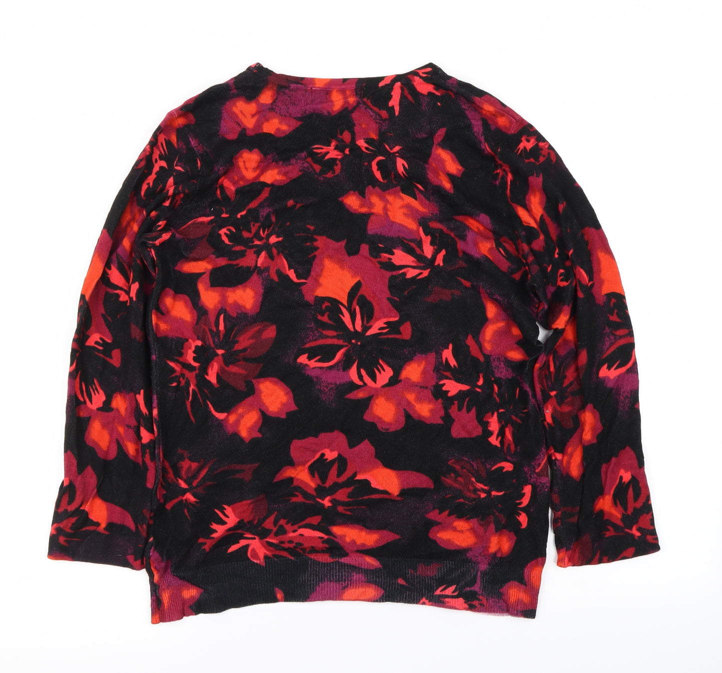 Autonomy Womens Red Floral  Pullover Jumper Size S