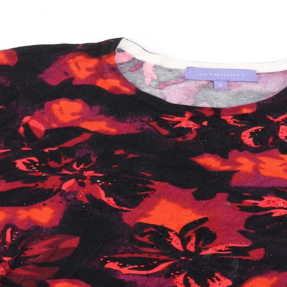 Autonomy Womens Red Floral  Pullover Jumper Size S