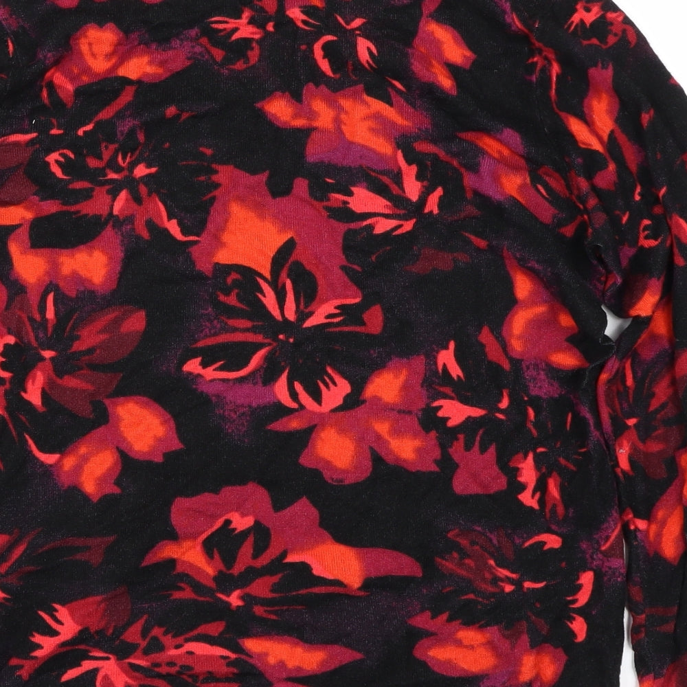 Autonomy Womens Red Floral  Pullover Jumper Size S