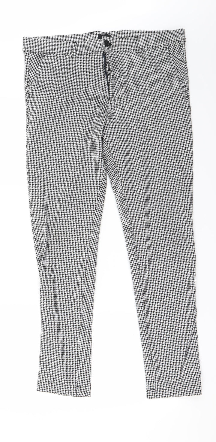 River Island Womens White Check Trousers Size 32 in L28 in